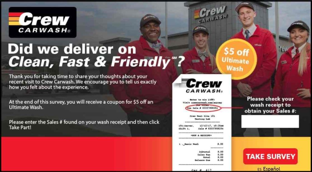 Crew Carwash Survey at www.crewcarwash.com/survey win $100