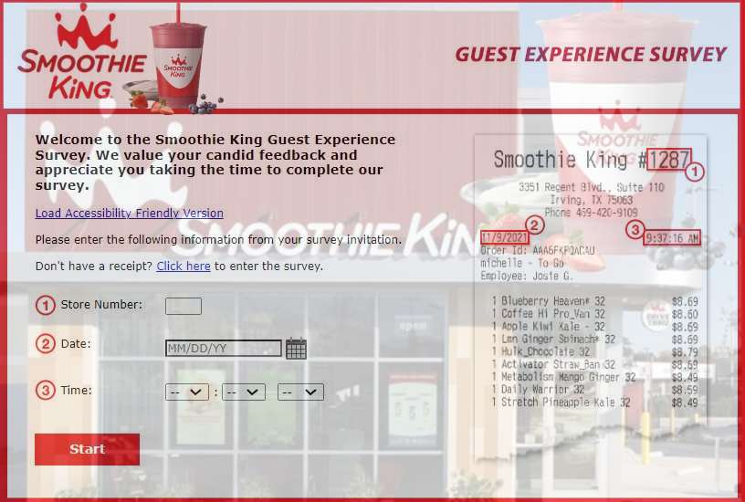 Smoothie King Customer Feedback Survey at www.smoothiekingfeedback.com